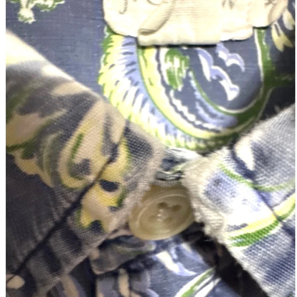 VTG J. Crew Oarsman Blue Marlin Fishing Short Sleeve‎ Camp Shirt Xl Floral Beach